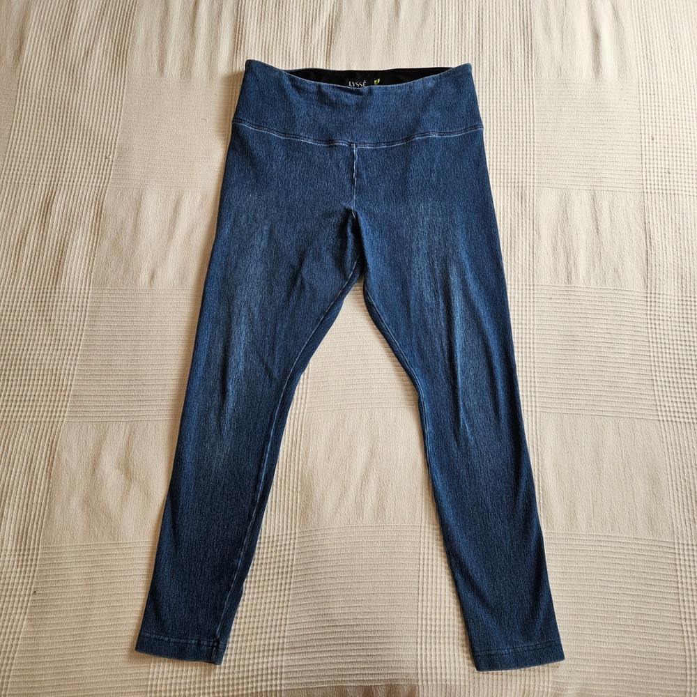 Lysse Women XL High Waisted Denim Leggings Medium Wash Stretch Pull On Jeggings